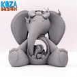 elephant-and-her-cute-children-01.gif Cute mom elephant and her little elephants printed in place without supports