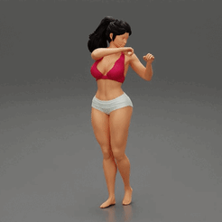 182.gif Strong woman in fighting stance 3D print model