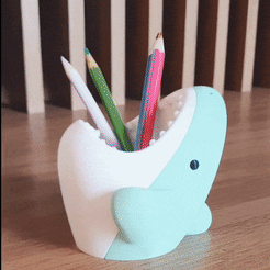 Cover.gif 3D file Shark pen cup cable holder-Kawaii・3D printer design to download