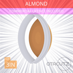 Almond~3in.gif Fichier STL Emporte-pièce en forme d'amande 3in / 7.6cm・Objet imprimable en 3D à télécharger