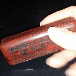 20190226_193046_1.gif Fichier STL Boite cartouche papier remington 1858 poudre noir cal44. box cartridge paper remington 1858 black powder cal44, pietta, uberti.・Design imprimable en 3D à télécharger