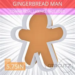 Gingerbread_Man~5.75in.gif STL file Gingerbread Man Cookie Cutter 5.75in / 14.6cm・Design to download and 3D print