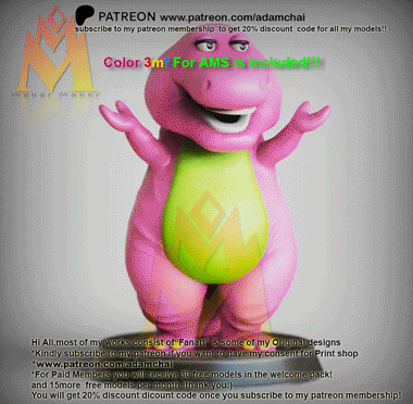 Barney the Dinosaur-Barney & Friends(3mf for Color AMS file Included!!)- Classic  Movie Monster -Fan Art