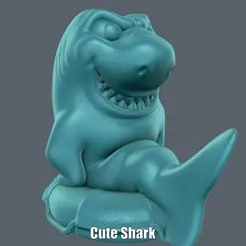 Cute-Shark.gif STL file Cute Shark (Easy print no support)・3D printing template to download