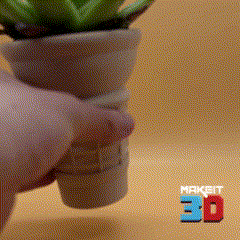 Untitled-video-555-1674765584498.gif 3D file Ice Cream Cone Desktop Planter With Detachable Drainage Hole・3D printable model to download
