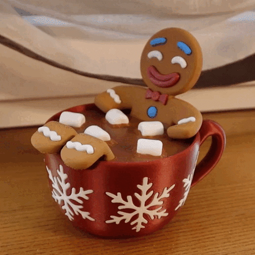👨 Gingerbread Relax - Container cup・ STL File for 3D printing・Cults