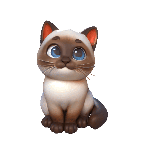Cute Siamese cat 3D model