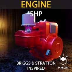ENGINE i BRIGGS & STRATTON = INSPIRED ie STL file ENGINE - Briggs & Stratton Inspired 5HP Engine 14AUG22・Design to download and 3D print, Pixel3D