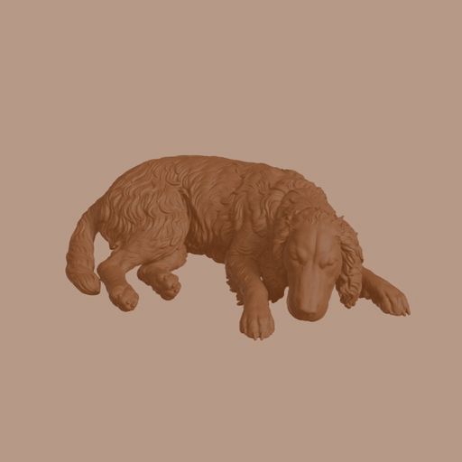 Sleeping Pont Audemer Spaniel Dog Figurine