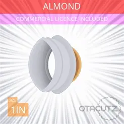Almond~1in.gif Almond Cookie Cutter 1in / 2.5cm
