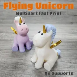Unicorn-0.gif Cute flying Unicorn with Wings - Multipart Color - No Supports
