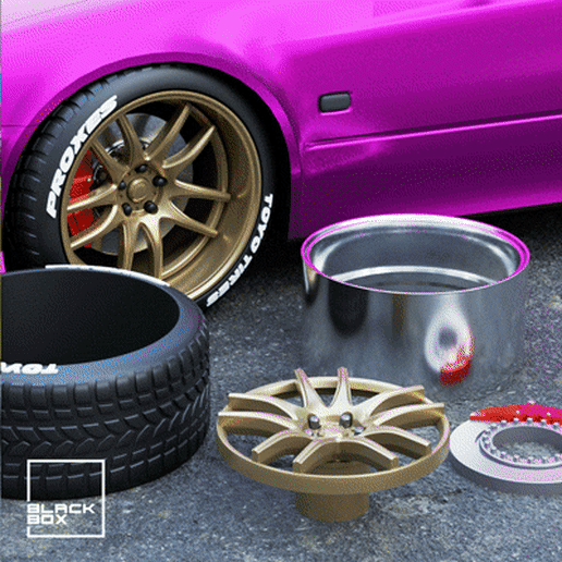 0.gif STL file Kai Style DEEP Dish wheel set for diecast and RC model 1/64 1/43 1/24 1/18 1/10....・3D printer model to download, BlackBox