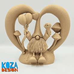VALENTIN-HEART-GNOME-GIF-01.gif STL file VALENTIN, the hairy gnome with a big heart printed in place without supports・3D print design to download