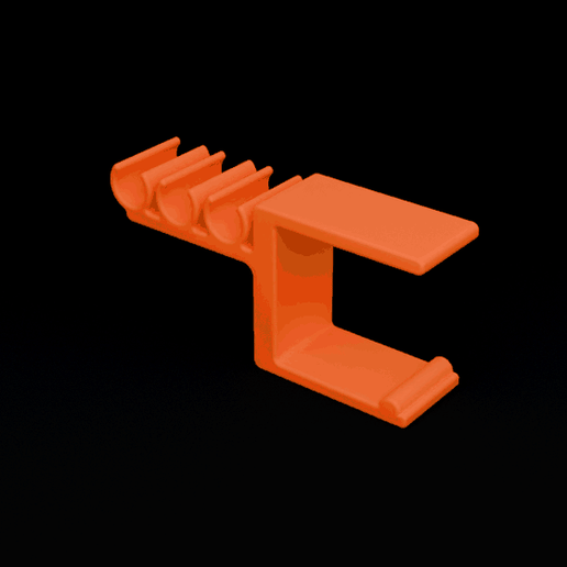 Desk edge cable clip 30 mm - 3 cable channels, spring clamp, no screws