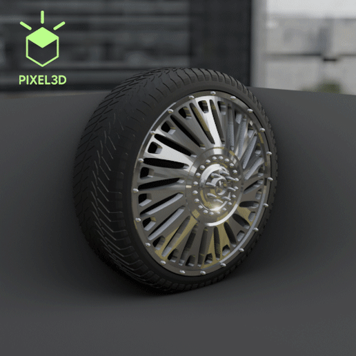 R1.gif Download STL file WHEEL FOR CUSTOM TRUCK 21f (FRONT and DUALLY WHEEL BACK) • 3D print object, Pixel3D