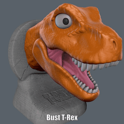 Bust-T-Rex.gif STL file Bust T-Rex Articulated (Easy print and Easy Assembly)・3D printing idea to download, Alsamen