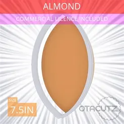 Almond~7.5in.gif Fichier STL Emporte-pièce en forme d'amande 7.5in / 19.1cm・Design pour impression 3D à télécharger