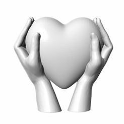 Vy STL-Datei Herz in den Händen | Herzliebe・3D-druckbares Modell zum Herunterladen