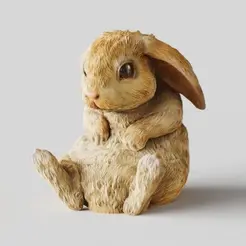 Bunny-Rabbit-Sitting-Pose-V2.gif STL-Datei Kaninchen Sitzende Pose Version2 TOOLS ,GARDENING SERIES・Design für den 3D-Druck zum Herunterladen