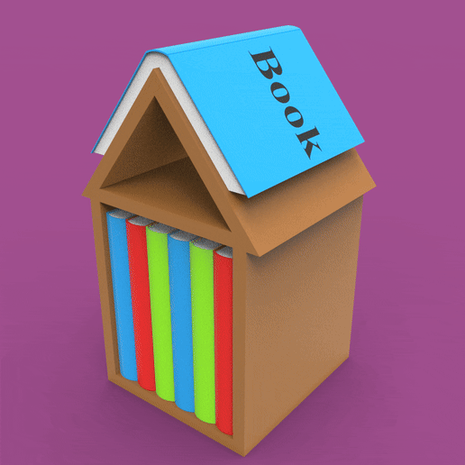 House-Shaped Book Organizer - 3D Printable Model