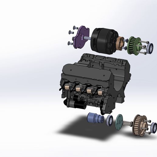 🥵 1:6 scale V8 RC engine for Hot Rod・ 3D File for 3D printing・Cults