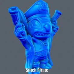 Stitch-Pirate.gif STL file Stitch Pirate (Easy print no support)・3D printable model to download