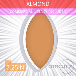 Almond~7.25in.gif STL file Almond Cookie Cutter 7.25in / 18.4cm・3D printing model to download