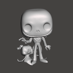 GIF.gif STL file JACK SKELLINGTON WITH GHOST DOG HALLOWEEN FUNKO POP・3D print object to download