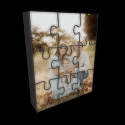 CadrePuzzleLumineuxPreview.gif Fichier STL gratuit Cadre Puzzle Lumineux Personnalisable・Objet imprimable en 3D à télécharger