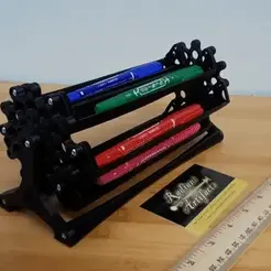 ezgif-3-4f3c500b3c.gif STL file Compact Fountain Pen Ferris Wheel. A Unique Desk Toy, Kinetic Sculpture, Functional Art, & Pen Holder/Display・3D printer model to download