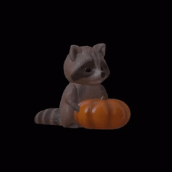 20231002_195252.gif Archivo OBJ Mapache de Halloween con calabaza・Diseño para descargar y imprimir en 3D