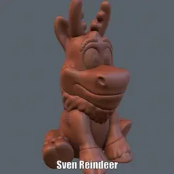 Sven-Reindeer.gif STL file Sven Reindeer (Easy print no support)・3D printing template to download