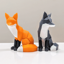 fox_gif用25.gif Archivo STL Puzzle Low Poly Fox・Modelo imprimible en 3D para descargar