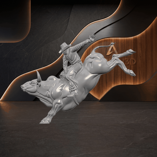 Ai - 0592 - Cowboy Riding Bucking Rodeo Bull