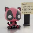 759061b0-8b8a-421f-b794-2482f16db2bc.gif CatPool - Deadpool Cat Figurine - No Supports 3D Print STL/3MF