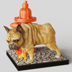Franchi-peeing-on-fire-hydrant.gif Archivo STL Franchi orinando en la boca de incendios-Franchi Bulldog Francés, - STL - RAZA DE PERROS - POSE SITTING - 3D PRINT MODELO・Diseño de impresión en 3D para descargar