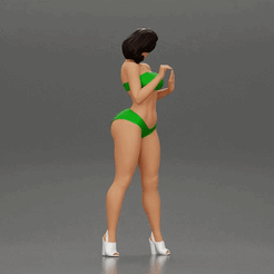 ezgif.com-gif-maker-35.gif Файл 3D Привлекательная девушка в бикини и на каблуках опирается на автомобиль・Модель 3D-принтера для загрузки