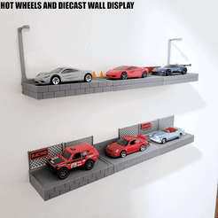HOT WHEELS AND DIECAST WALL DISPLAY STL file MODULAR WALL MOUNT DISPLAY FOR 1/64 DIECAST (HOT WHEELS, MATCHBOX, ETC)・3D printing model to download, PA1