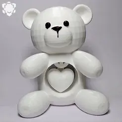 VID_20230127_211612.gif OBJ file VALENTINE´S TEDDY BEAR WITH A FLEXI HEART BEAT・Model to download and 3D print