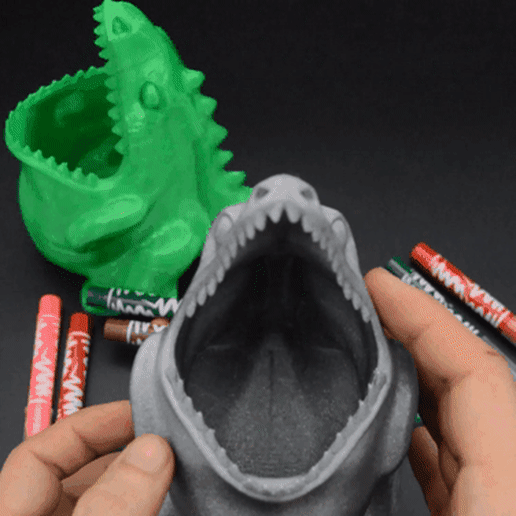 2.gif Download STL file Dinosaur gluttonous pencil holder • 3D printable object, Hom_3D_lab