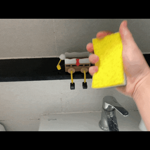 gif.gif Sponge Holder(Spongebob shaped) Kitchen sink suction holder for sponge