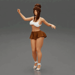 ezgif.com-gif-maker-3.gif 3D file Hot Girl with bun hairstyle in mini skirt and high heels・3D print model to download