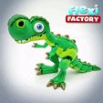Flexi-Factory-Dan-Sopala-T-Rex.gif STL file Cute Flexi Print-in-Place T-Rex Dinosaur・3D printer design to download