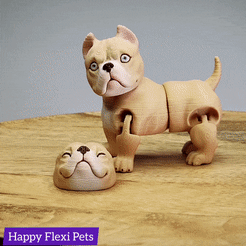 bully.gif 3D-Datei Amerikanischer Bully Hund - flexi print in place Spielzeug von Happy Flexi pets・Modell zum Herunterladen und 3D-Drucken