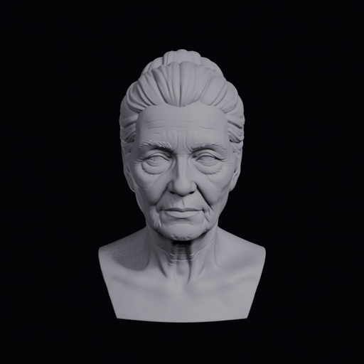 Old Chilean Woman With Weathered Narrow Face Bust