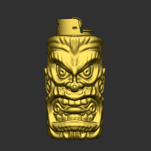 BIC LIGHTER COVER TIKI GRUMPY LIGTHER COVER .COVER TO CUSTOMIZE BIC LIGHTER -BIC- STL FILES HIGH DEFINITION.STL HD PRINT