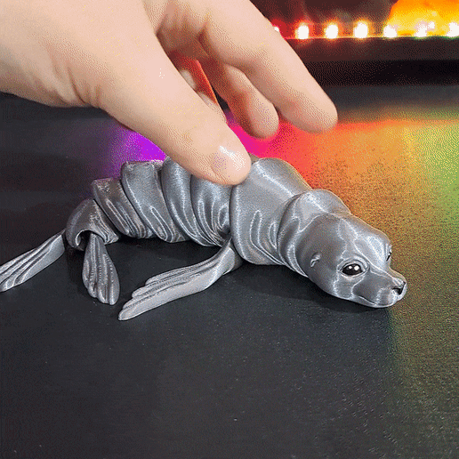 ezgif.com-gif-maker.gif STL file Flexy Sea Lion - Articulated - Print in Place・Model to download and 3D print, MysticSaige