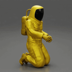 ezgif.com-gif-maker-22.gif 3D file Scientist wearing radiation protection suit sitting on his knees・3D print object to download