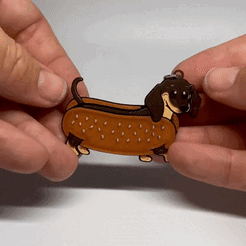 3033b33e95be41d8802dd8edb9a81d7a.gif Free STL file Sausage dog keychain・Model to download and 3D print
