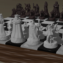video.gif Archivo STL Piezas de ajedrez del ejército humano de fantasía・Plan imprimible en 3D para descargar, NemoMK2